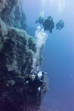 El Hierro, Tauchen, La Restinga, Spanien, Unterwasser, Meer,Taucher, Gruppe, Europa
