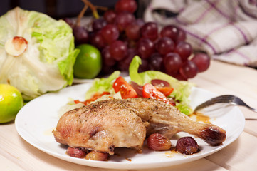 Baked chicken with grapes