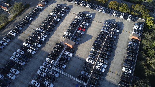 Parking lot with cars