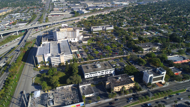Aerial image of a hospital