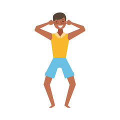 Guy In Beach Clothes Dancing, Part Of Funny Drunk People Having Fun At The Party Series