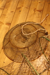 particolare reti da pesca antiche in mare adriatico