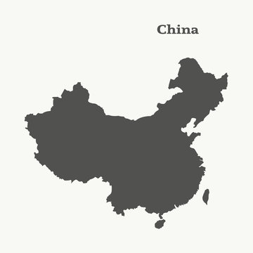 Outline map of China. vector illustration.