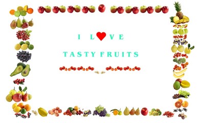 set of multicolor various fruits as background