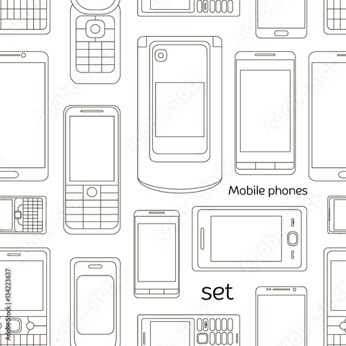 "Mobile phones set pattern" Stock image and royaltyfree vector files