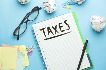 Text taxes  on the notebook