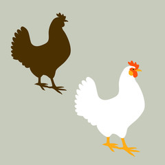 chicken vector illustration style Flat black silhouette