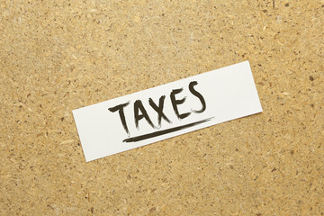 taxes text on paper