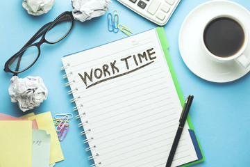 Work time text on notepad