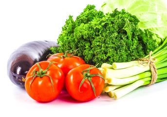 Fresh vegetables isolated on a white background.