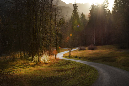 Liderhof Alps Raod Mountains Landscape