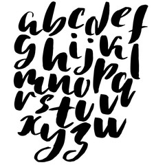 Hand drawn font made by dry brush strokes. Grunge style alphabet