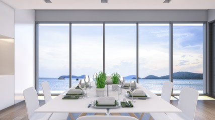 Sea view dining room / 3D Rendering