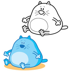 Two icons fat cat. Contour and color