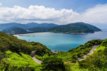 Seascape and coastline in Jusambutsu park, Amakusa, Kumamoto.