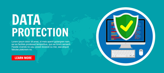 Data protection, internet security. Creative flat design concepts for web banners, web sites, infographics. Vector illustration. Flat design.