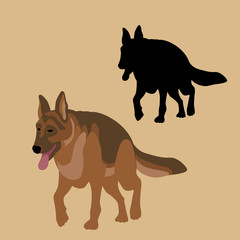German shepherd vector illustration style Flat