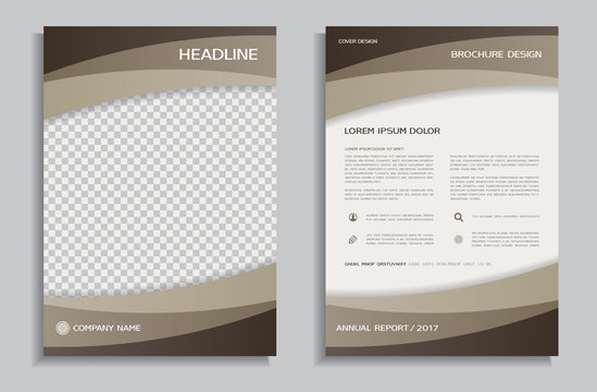 Brown flyer design template - brochure - annual report, front and back page 