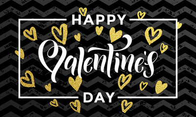 Valentine day gold love heart glitter greeting card