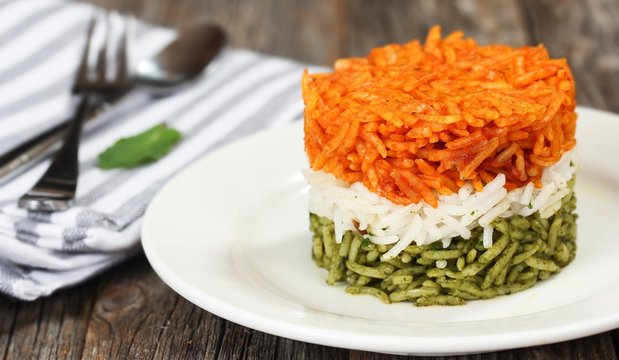 Tricolor Tiranga Rice for indian Republic and Independence day