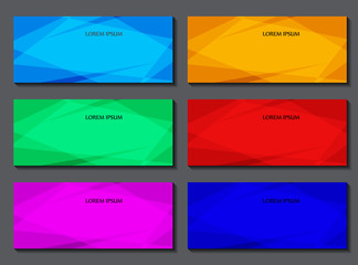 Set of banner templates. Design of flayers, banners, brochures and cards with polygonal elements. Vector illustration.