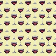 Watercolor wine glass pattern