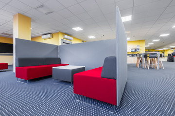 Library lounge area with partition