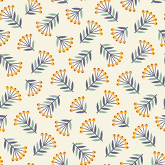 Abstract seamless pattern with plants