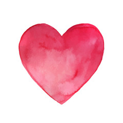 Vector Illustration of a Pink Watercolor Heart. Valentines Day Design.