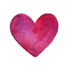 Vector Illustration of a Pink Watercolor Heart. Valentines Day Design.