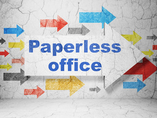 Finance concept: arrow with Paperless Office on grunge wall background
