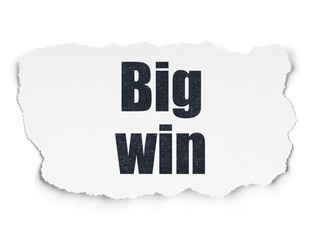Finance concept: Big Win on Torn Paper background