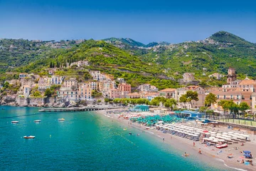 Badkamer foto achterwand Positano strand, Amalfi kust, Italië Town of Minori, Amalfi Coast, Italy