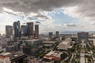 Fototapeta na wymiar Cloudy skyline over downtown Los Angeles