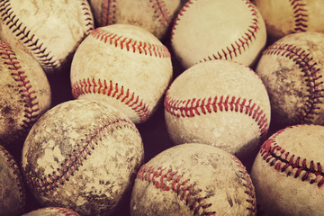 Old Vintage Baseball Background. Shallow focus