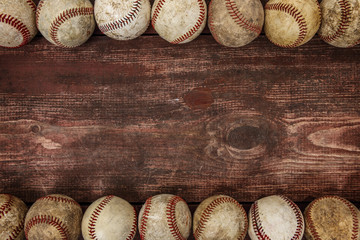 Fototapeta Old Vintage Baseball Background. Focus in center obraz