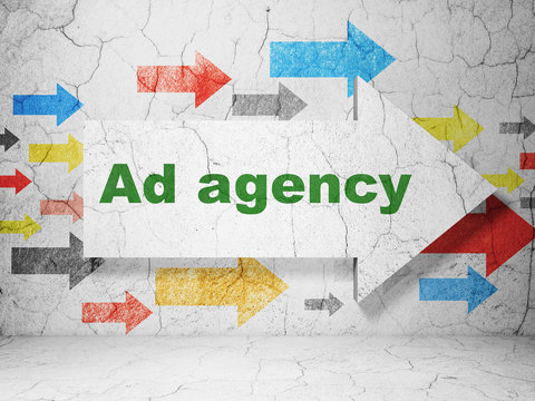 Marketing concept: arrow with Ad Agency on grunge wall background