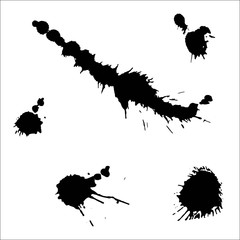 Vector set of ink splashes and ink blots. Grunge style design element.
