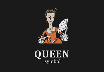 Young queen symbol for salon, showroom or parlor.