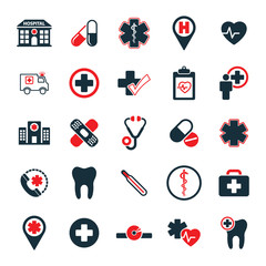 medical icons set on white background