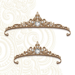 Vintage jewelry gold diadems with diamonds © buia_gatta