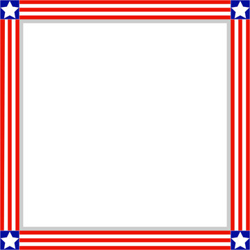 Patriotic American flag frame with empty space for your text and images.