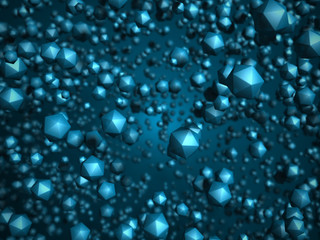 Blue technology background with many lowpoly spheres particles