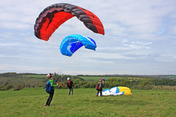 Paragliders launching