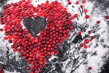 Cranberry in powdered sugar close up
