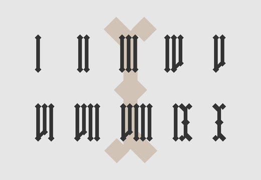 Old style isolated roman numeral set.