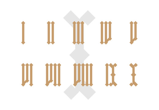 Old style isolated roman numeral set.