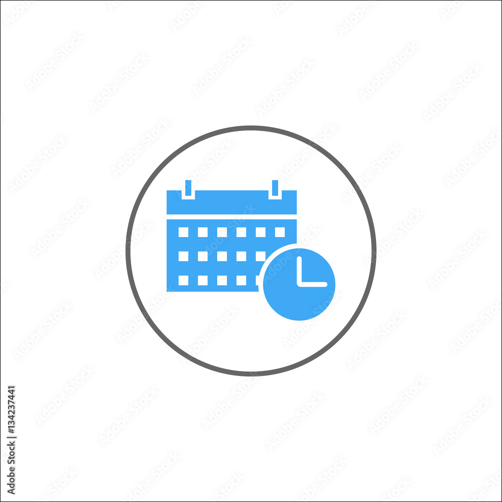 Poster date and time solid icon, mobile sign and calendar with clock, vector graphics, a colorful linear pa