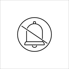 Soundless and mute line icon, mobile sign and silent with bell, vector graphics, a linear pattern on a white background, eps 10.