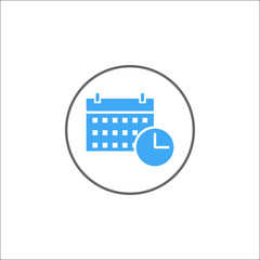 Date and time solid icon, mobile sign and calendar with clock, vector graphics, a colorful linear pattern on a white background, eps 10.